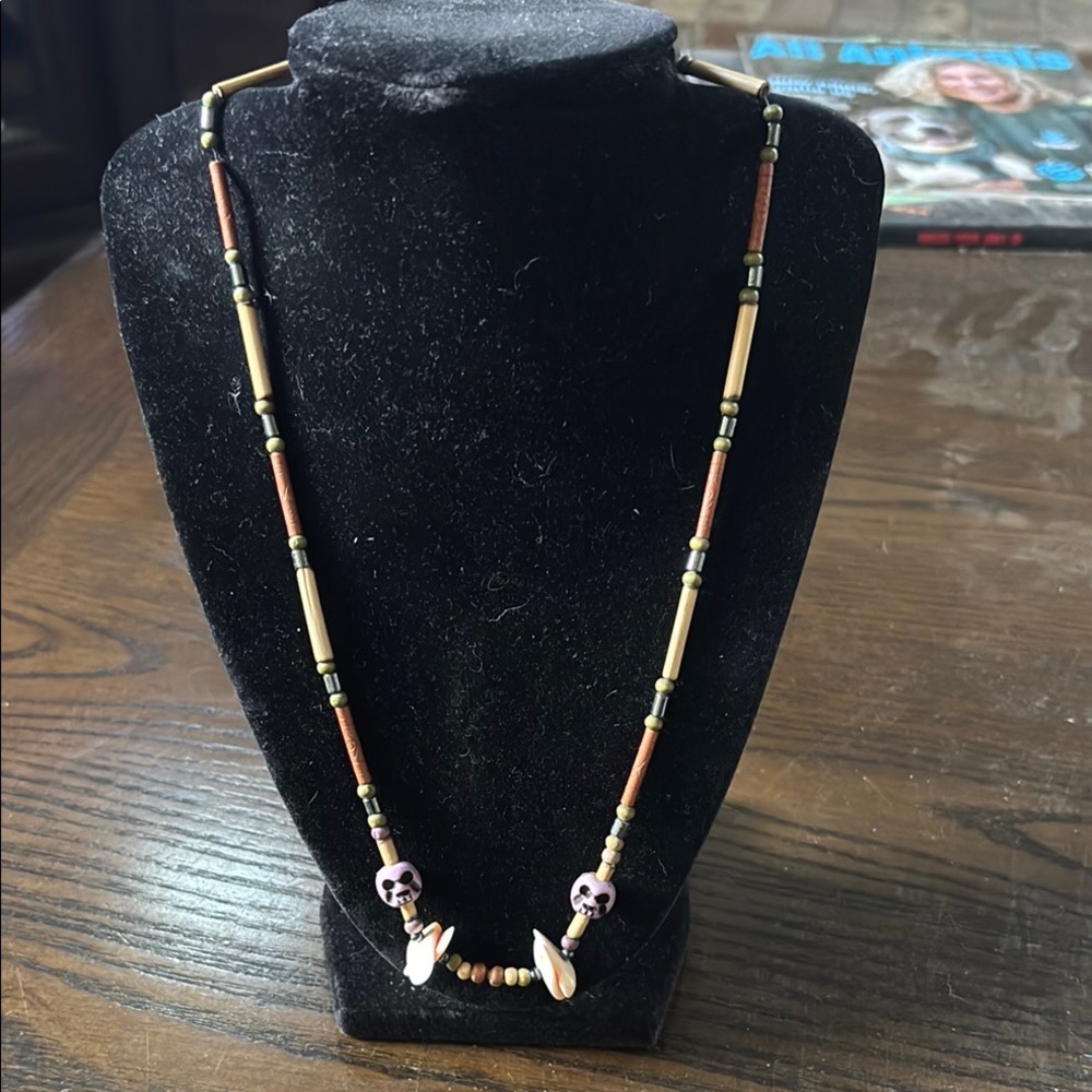Skull Bead Necklace with Bone Accents